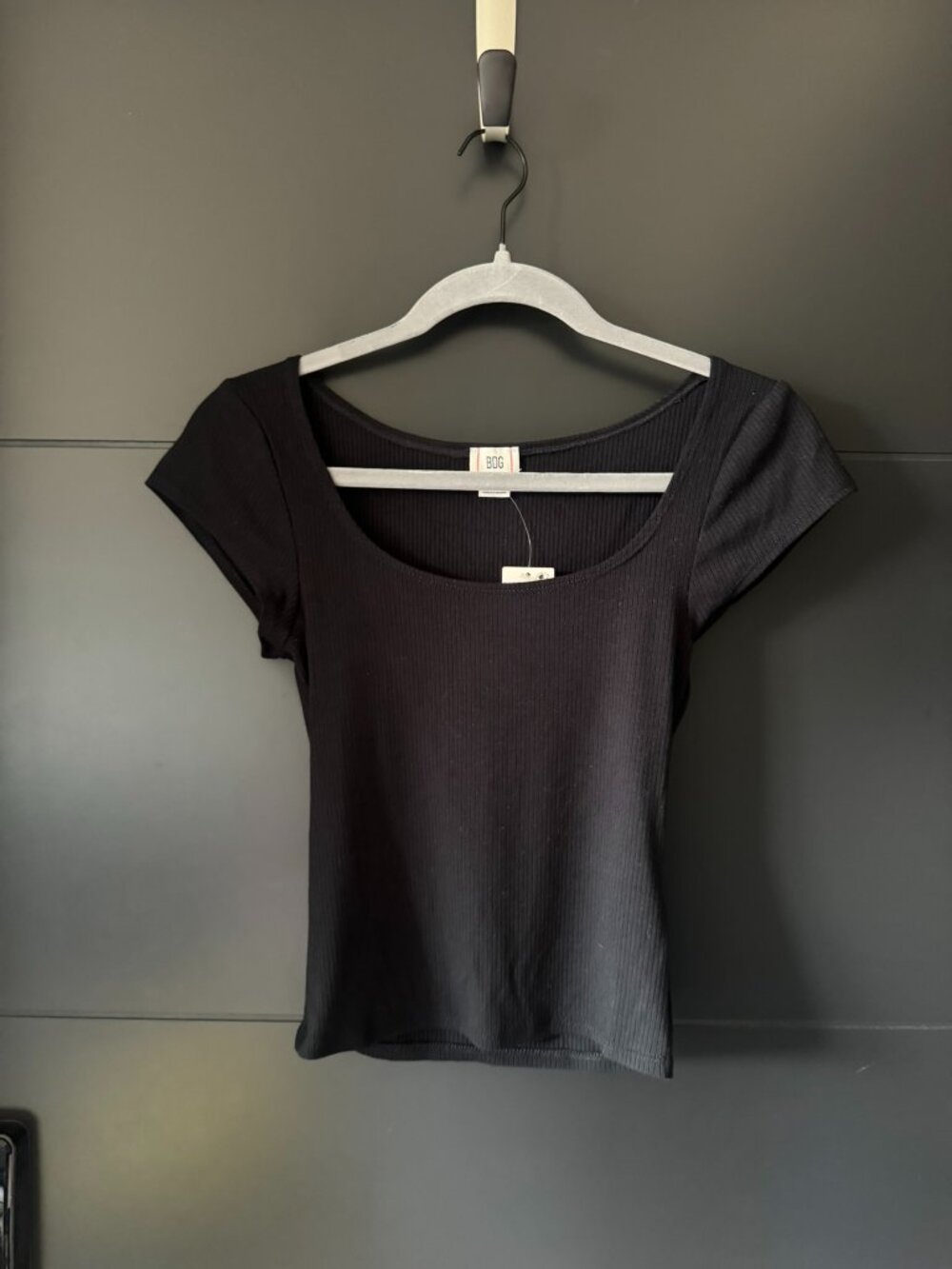 BDG Urban Outfitters black ribbed boat-neck tee NWT